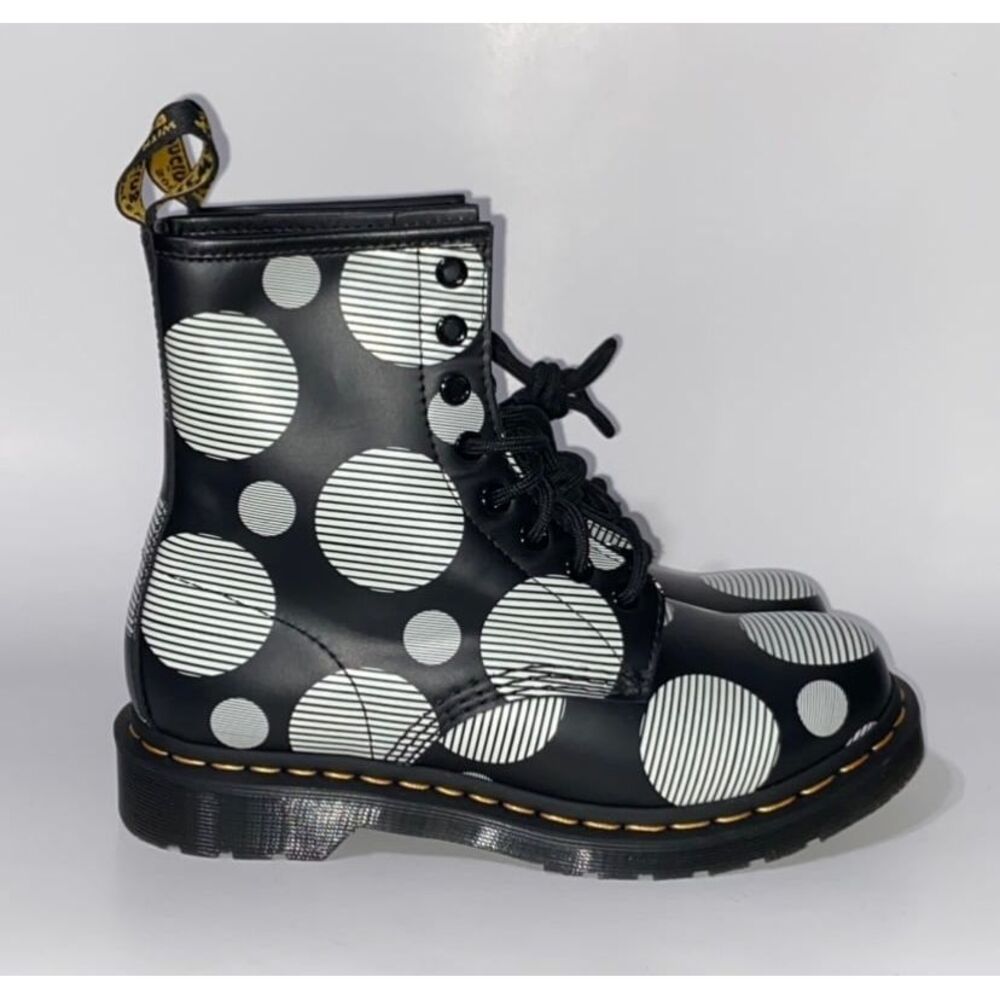 Dr. Martens 1460 Boots Smooth Leather NEW Polka Dot Black White Doc Women's 6